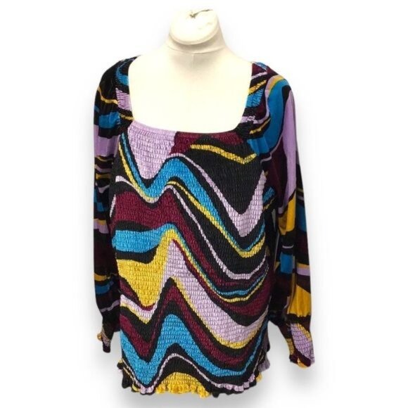 Terra & Sky Women’s Plus Size Velvet Smock Top, Multicolor, size 3X - Picture 5 of 11